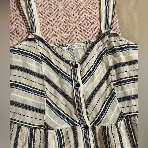 👗 Zara Sleeveless 100% Cotton Maxi Dress Multicolor Size: Medium - Picture 6 of 16